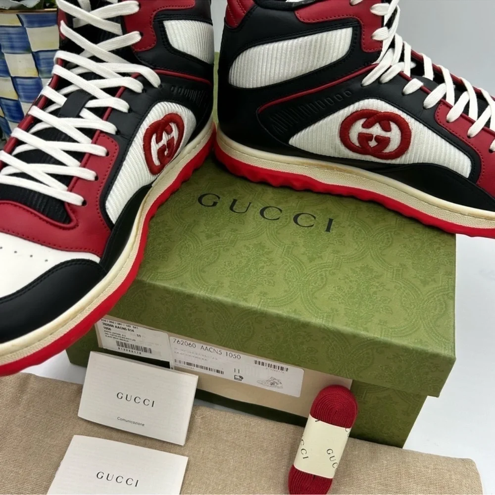 Men’s Gucci MAC 80 high top leather sneaker size 11 made in Italy
